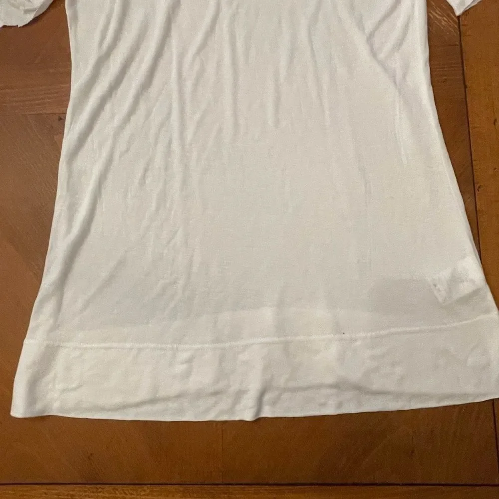 NWT Patrizia Pepe Super Soft Viscose White Tee Shirt Size U - Picture 6 of 10